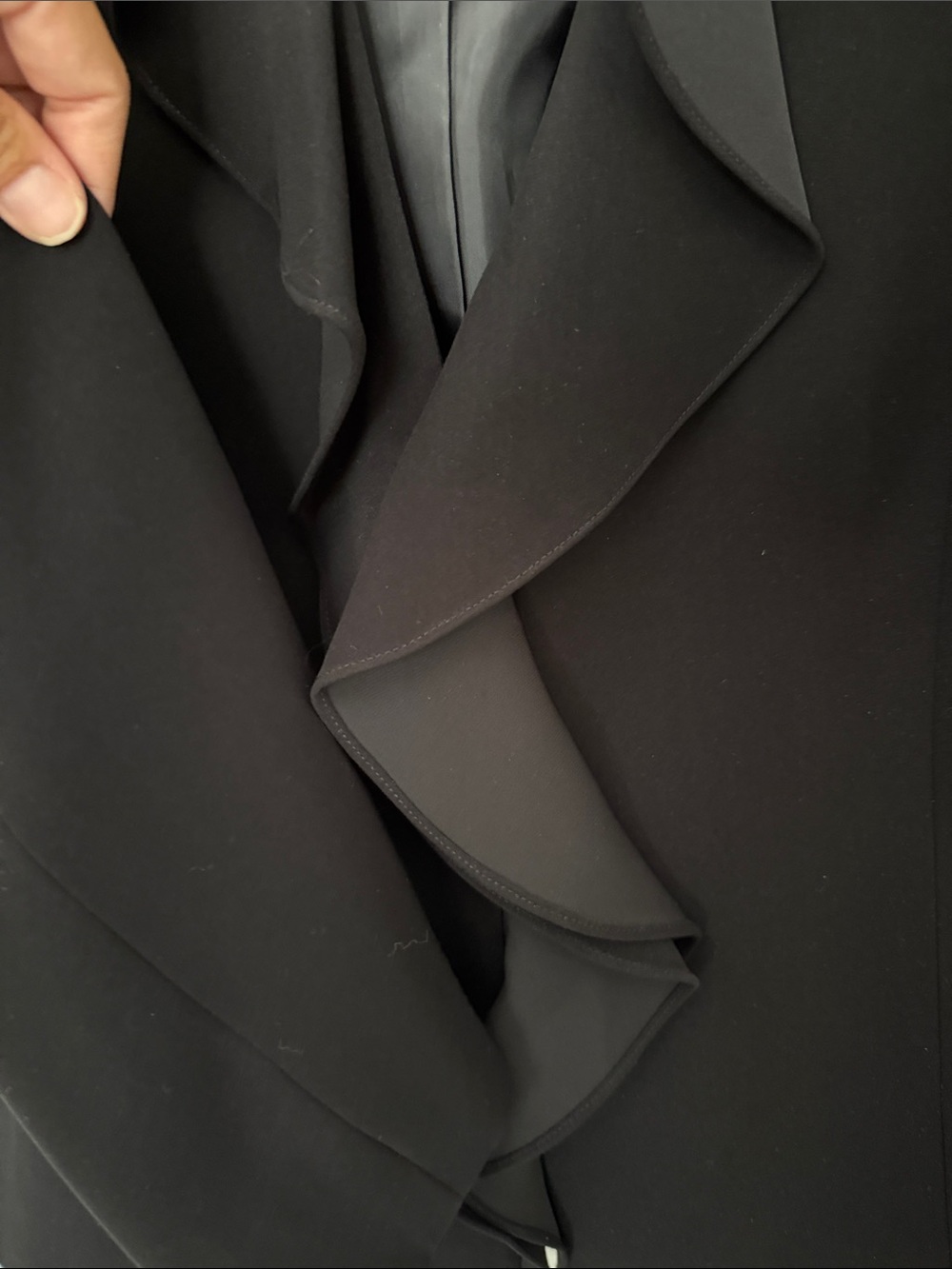Calvin Klein Black Ruffle-Front Blazer - Picture 3 of 8